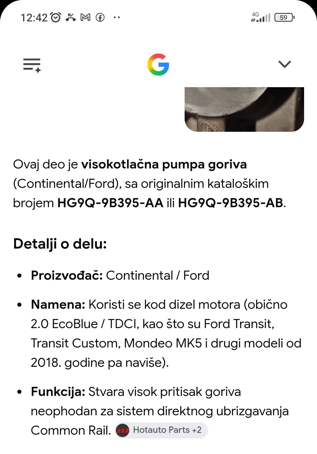 Pumpa visokog pritiska — Ford Transit Connect (fotografija 1 od 5)